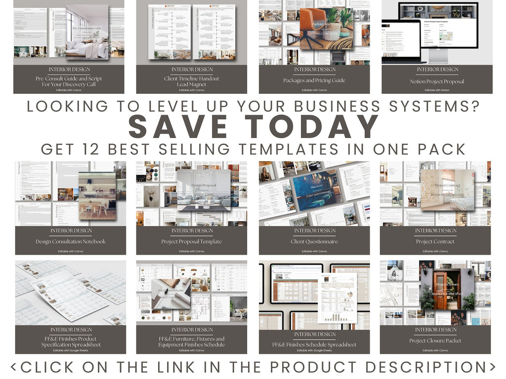 Interior Design Google Sheets Excel Product Specification Template, Finishes FF&E Furniture Schedule, E-Design Specification