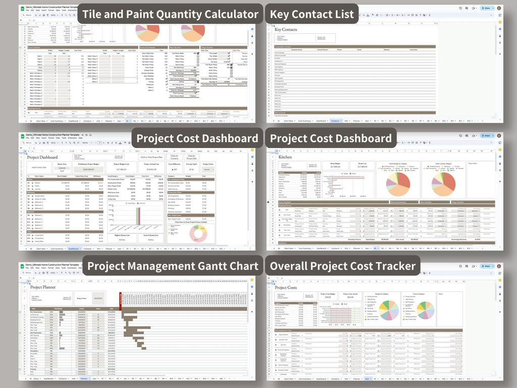 Ultimate Home Construction Renovation Remodel Custom Build, Excel, Google Sheets, Project Management - Gantt - Spreadsheet - Finishes Spec
